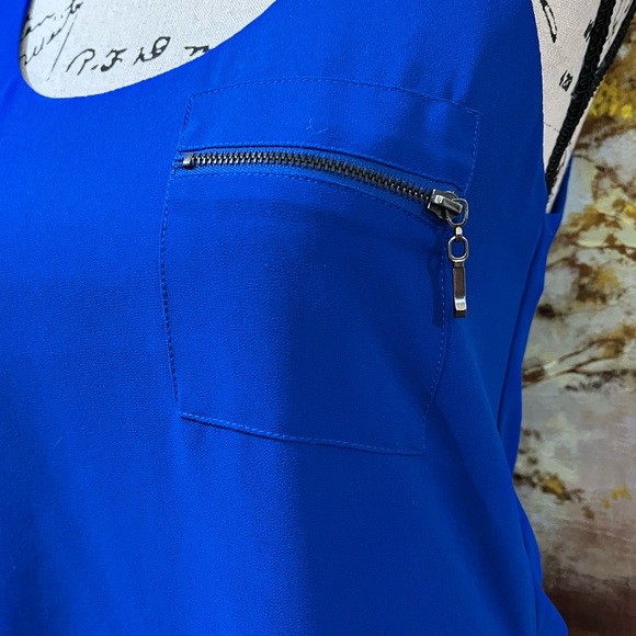 EUC MY MICHELLE Pretty Blue, Zipper Accented High/Low Tunic - Picture 2 of 13